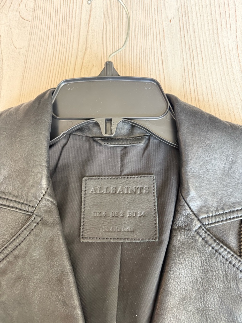 All Saints Black Leather Asymmetric Moto Jacket - Picture 3 of 4